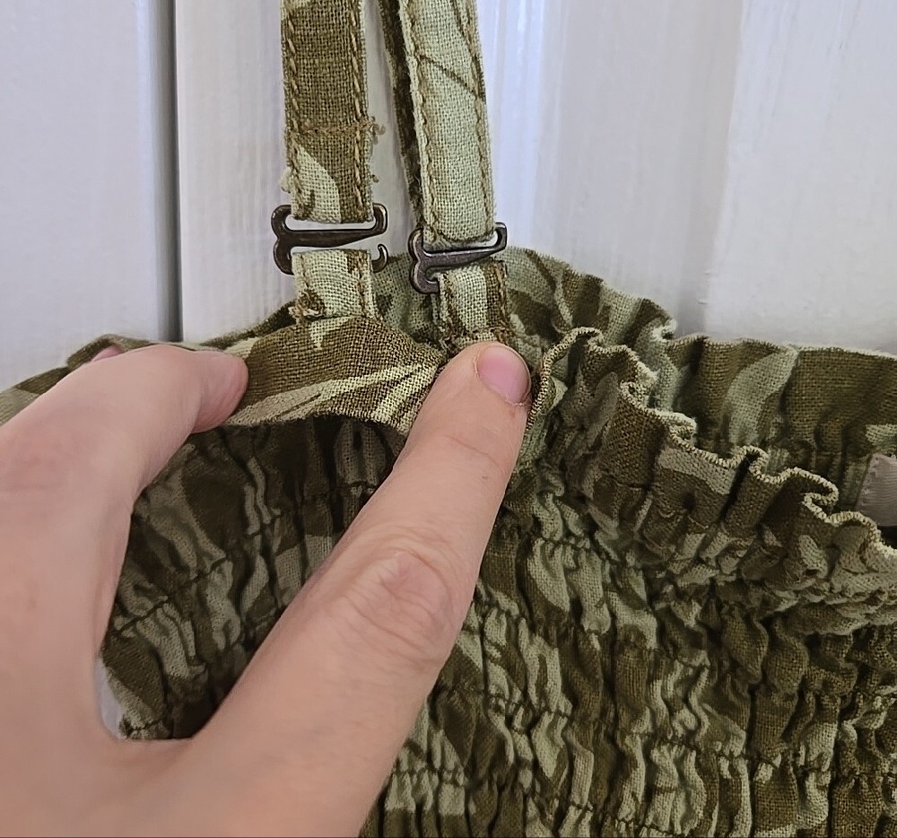 Anthro Pilcro Smocked Wide-Leg Jumpsuit in Olive Floral - Picture 5 of 10
